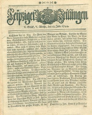 Leipziger Zeitungen vom 28.01.1744