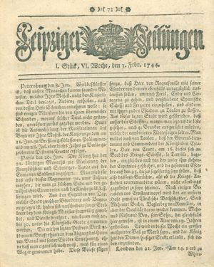 Leipziger Zeitungen vom 03.02.1744