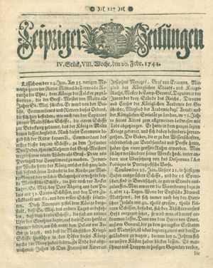 Leipziger Zeitungen vom 20.02.1744