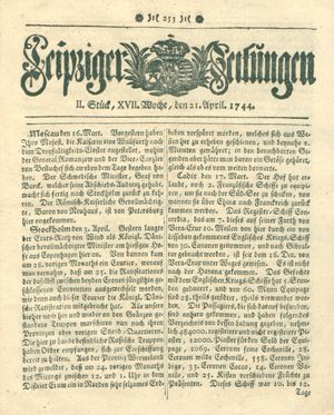 Leipziger Zeitungen on Apr 21, 1744
