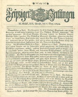 Leipziger Zeitungen vom 06.05.1744
