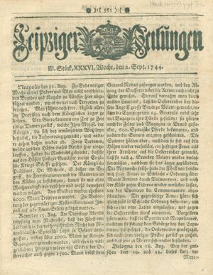 Leipziger Zeitungen on Sep 2, 1744