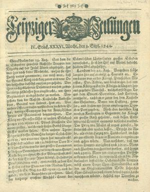 Leipziger Zeitungen on Sep 3, 1744