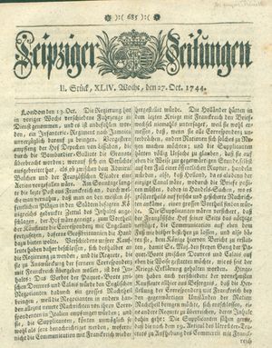 Leipziger Zeitungen on Oct 27, 1744
