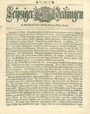 Leipziger Zeitungen vom 24.11.1744