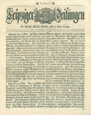 Leipziger Zeitungen vom 03.12.1744