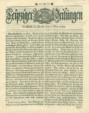 Leipziger Zeitungen vom 10.12.1744