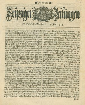 Leipziger Zeitungen on Jan 14, 1745