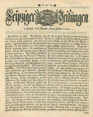 Leipziger Zeitungen vom 08.02.1745