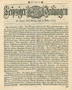 Leipziger Zeitungen vom 18.02.1745