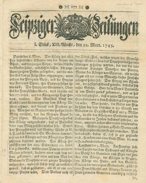 Leipziger Zeitungen vom 22.03.1745
