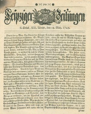 Leipziger Zeitungen vom 18.05.1745