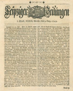 Leipziger Zeitungen vom 09.08.1745