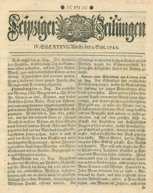 Leipziger Zeitungen vom 09.09.1745