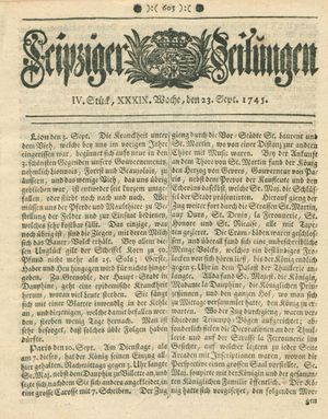 Leipziger Zeitungen vom 23.09.1745