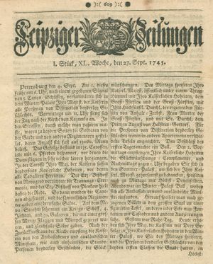 Leipziger Zeitungen vom 27.09.1745