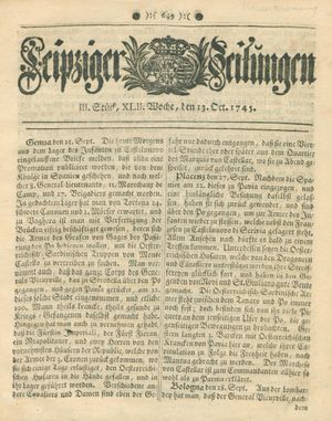 Leipziger Zeitungen vom 13.10.1745