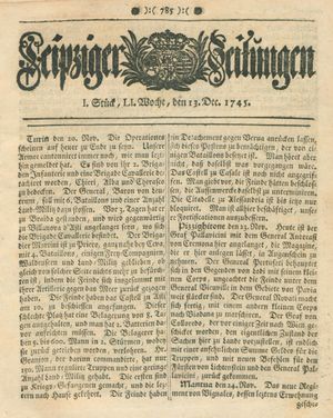 Leipziger Zeitungen vom 13.12.1745