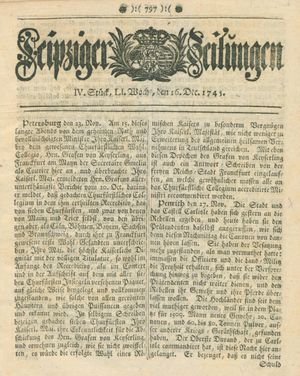 Leipziger Zeitungen vom 16.12.1745