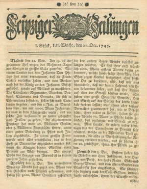 Leipziger Zeitungen vom 20.12.1745