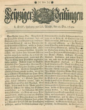 Leipziger Zeitungen vom 28.12.1745