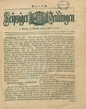 Leipziger Zeitungen on Jan 3, 1746