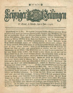 Leipziger Zeitungen vom 06.01.1746