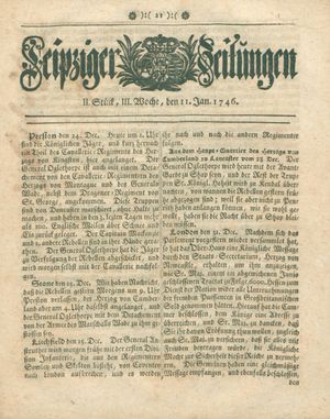 Leipziger Zeitungen vom 11.01.1746