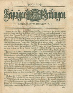 Leipziger Zeitungen vom 19.01.1746