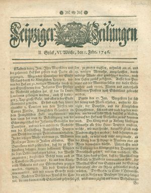Leipziger Zeitungen vom 01.02.1746