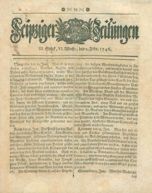 Leipziger Zeitungen vom 02.02.1746