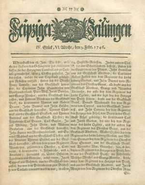 Leipziger Zeitungen vom 03.02.1746