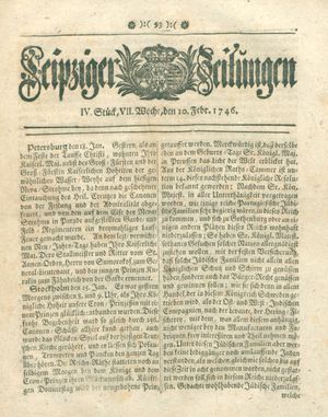 Leipziger Zeitungen vom 10.02.1746