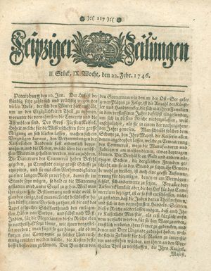Leipziger Zeitungen vom 22.02.1746