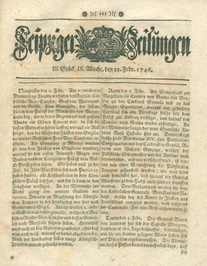 Leipziger Zeitungen vom 23.02.1746