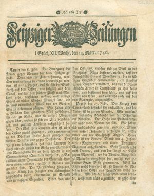 Leipziger Zeitungen vom 14.03.1746