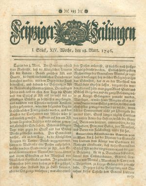 Leipziger Zeitungen vom 28.03.1746