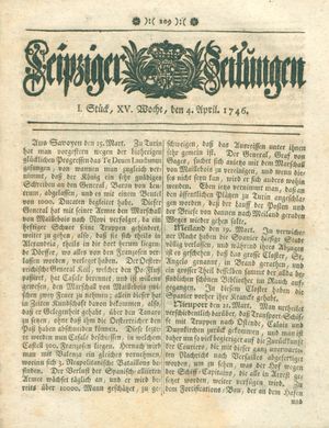 Leipziger Zeitungen vom 04.04.1746