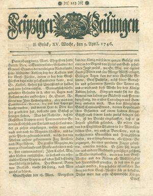 Leipziger Zeitungen vom 05.04.1746