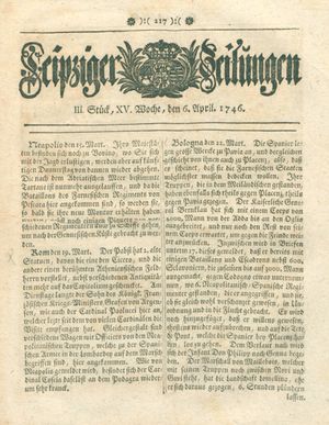 Leipziger Zeitungen on Apr 6, 1746