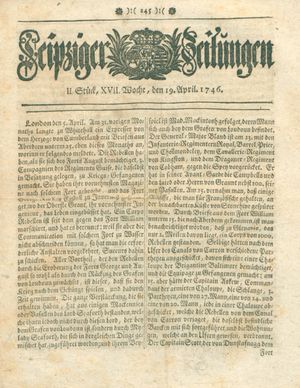 Leipziger Zeitungen vom 19.04.1746
