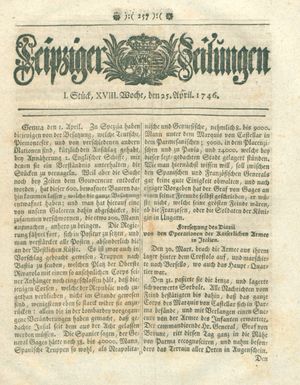 Leipziger Zeitungen on Apr 25, 1746