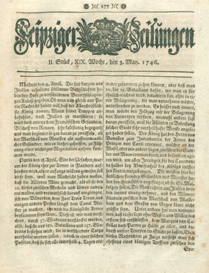Leipziger Zeitungen vom 03.05.1746