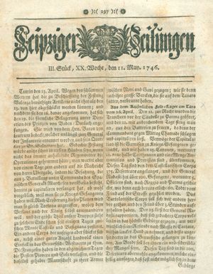 Leipziger Zeitungen vom 11.05.1746