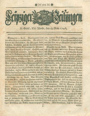 Leipziger Zeitungen vom 18.05.1746