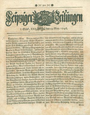 Leipziger Zeitungen vom 23.05.1746