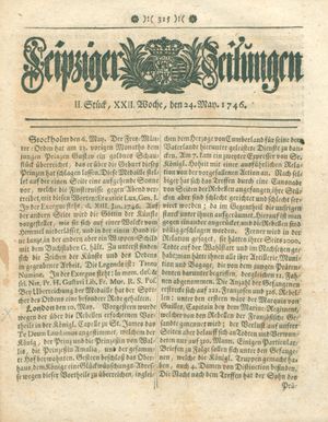Leipziger Zeitungen vom 24.05.1746