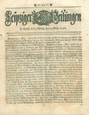 Leipziger Zeitungen vom 25.05.1746