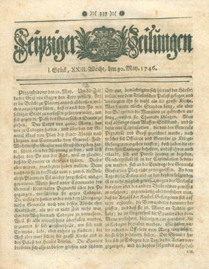 Leipziger Zeitungen vom 30.05.1746