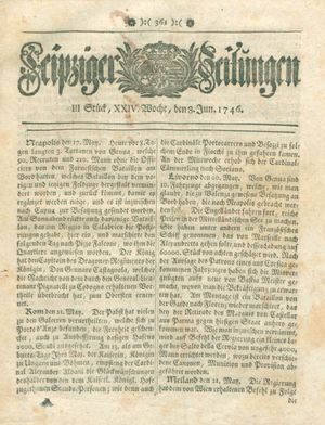 Leipziger Zeitungen vom 08.06.1746